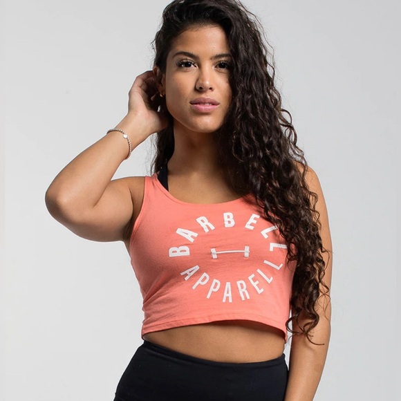Barbell Apparel Women’s Full Circle Crop Top in Coral - Picture 1 of 3